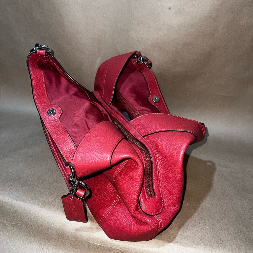 Coach Pebbled Leather Shoulder Tote in Dusty Red - Picture 5 of 10